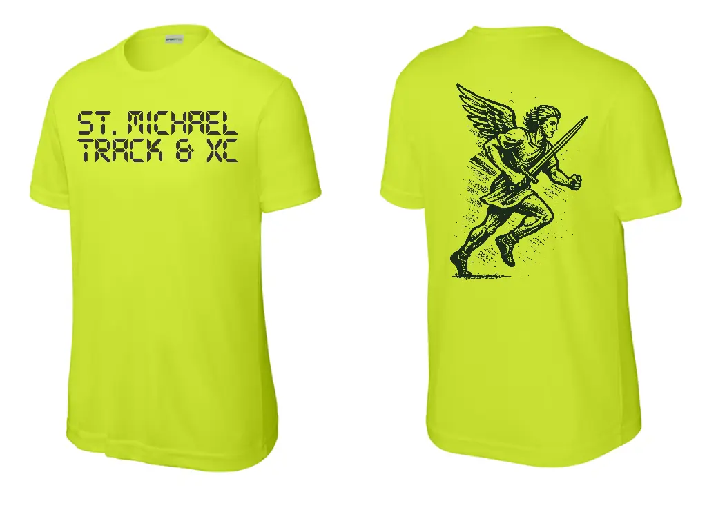 St Michael Track and XC Kids Tshirt YST350 Neon Yellow