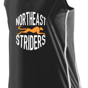 Black basketball jersey with Northeast Striders logo.