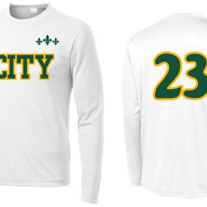 White long sleeve shirt with "City" and "23"