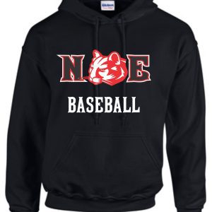 Black hoodie with red tiger and "NOE Baseball"