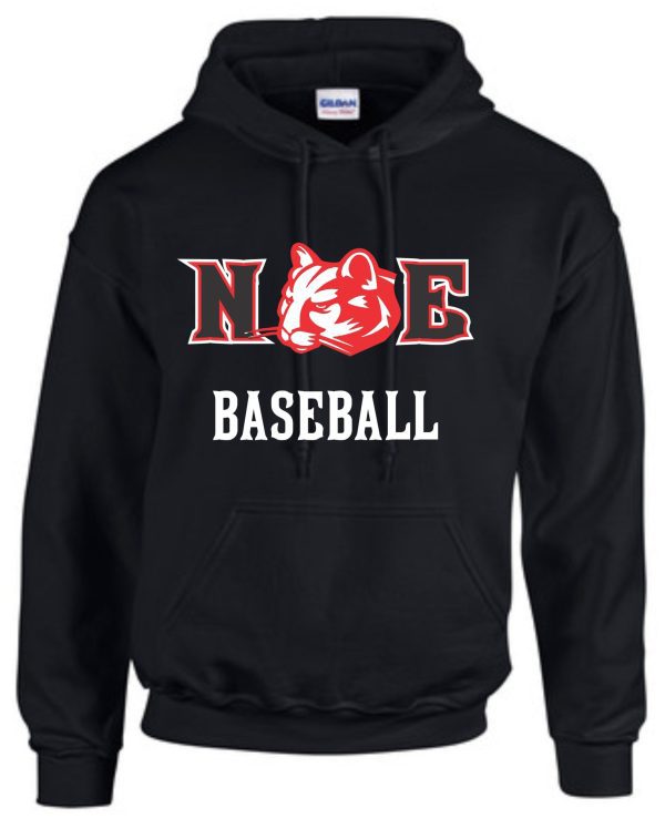 Black hoodie with red tiger and "NOE Baseball"