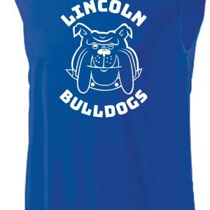 Blue sleeveless shirt with Lincoln Bulldogs logo.