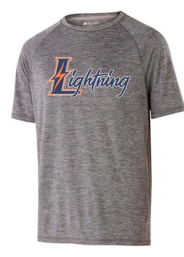 Grey t-shirt with Lightning logo.