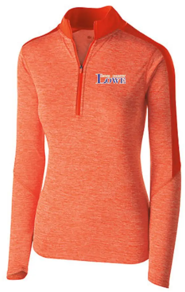 Lowe XC Women & Girls 1/2 zip Holloway 222742 quarter-zip pullover with a logo on the left chest, displayed on a mannequin with neutral background.