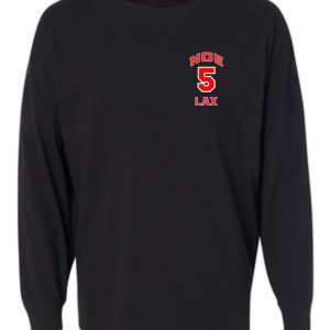 Black long sleeve shirt with "Noe 5 LAX" on it.