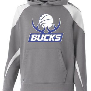 Bucks Basketball Prospect Hoodie 229546 featuring the Milwaukee Bucks logo with stylized antlers and basketball on the front.