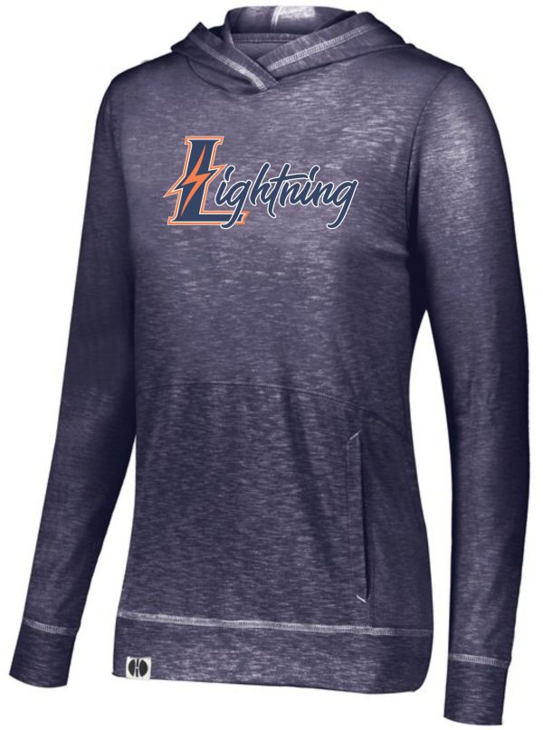 Navy blue Lightning hoodie with logo.