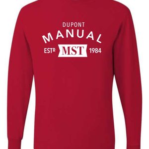 Red long-sleeve shirt with MST logo.