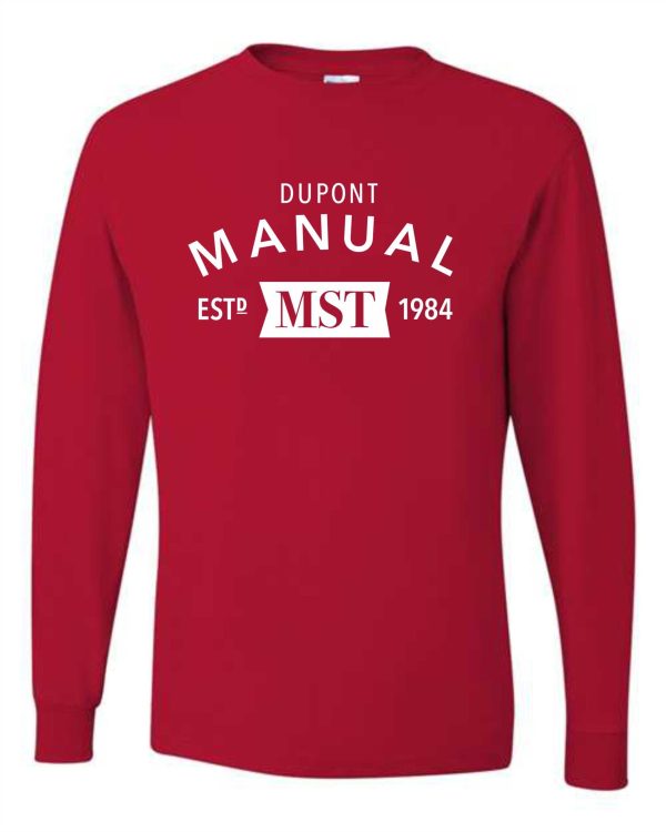 Red long-sleeve shirt with MST logo.