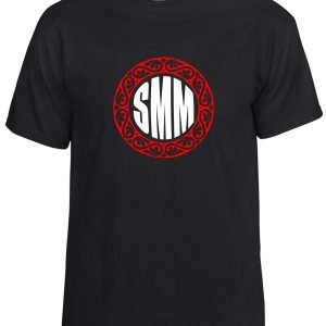 Bella Canvas Youth 3 letter short sleeve TriBlend T shirt 3413Y with a red and white circular logo featuring the initials "smm" in a decorative script.