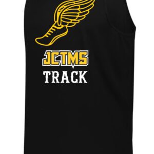 Black tank top with JCTMS track logo.