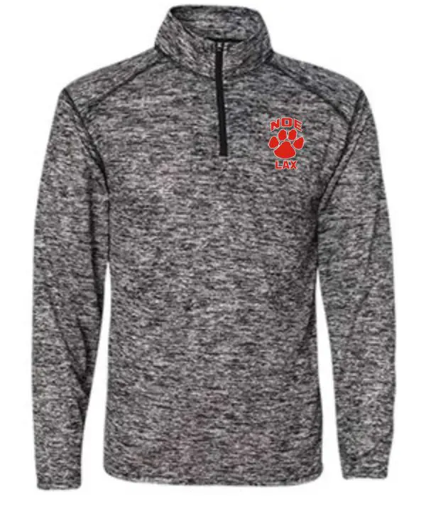 Grey and black long-sleeve shirt with paw print logo.