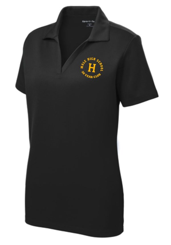 Black polo shirt with Male High School logo.