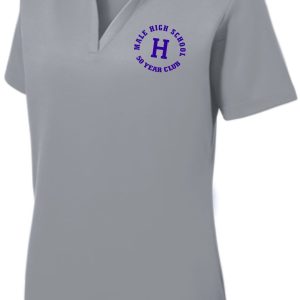 Gray polo shirt with Male High School logo.