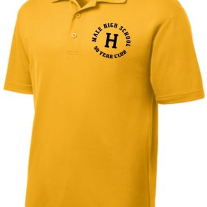 Yellow polo shirt with Male High School logo.