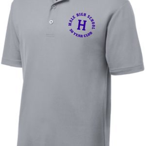 Gray polo shirt with Male High School logo.