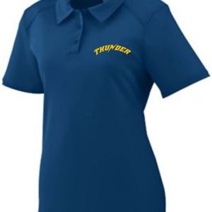 Thunder Baseball Womens Polo Augusta 5002 with the word "thunder" in yellow on the left chest area.