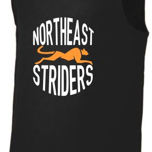 Black tank top with Northeast Striders logo.