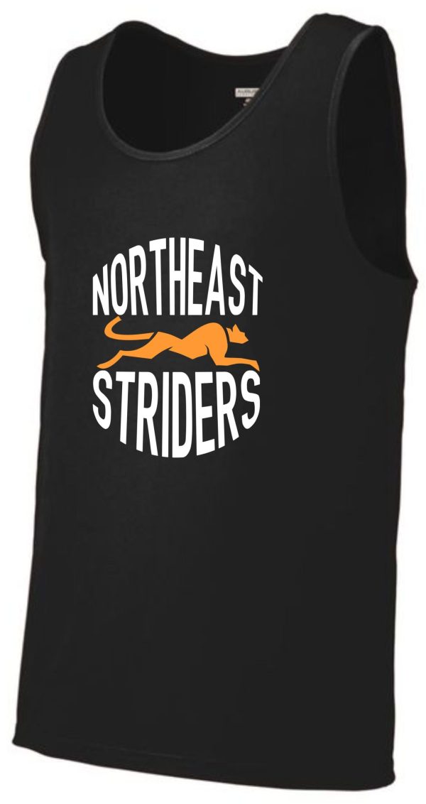 Black tank top with Northeast Striders logo.