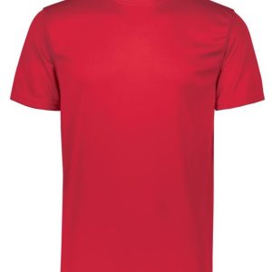 Red short-sleeved t-shirt on white background.