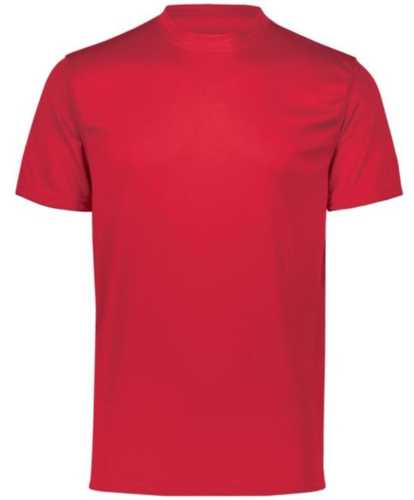 Red short-sleeved t-shirt on white background.