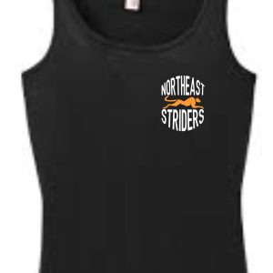 Black tank top with Northeast Striders logo.