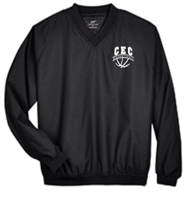 CEC Girls Basketball Micro poly pullover 8926 with a white logo featuring the letters "cec" and a basketball design on the left chest area.