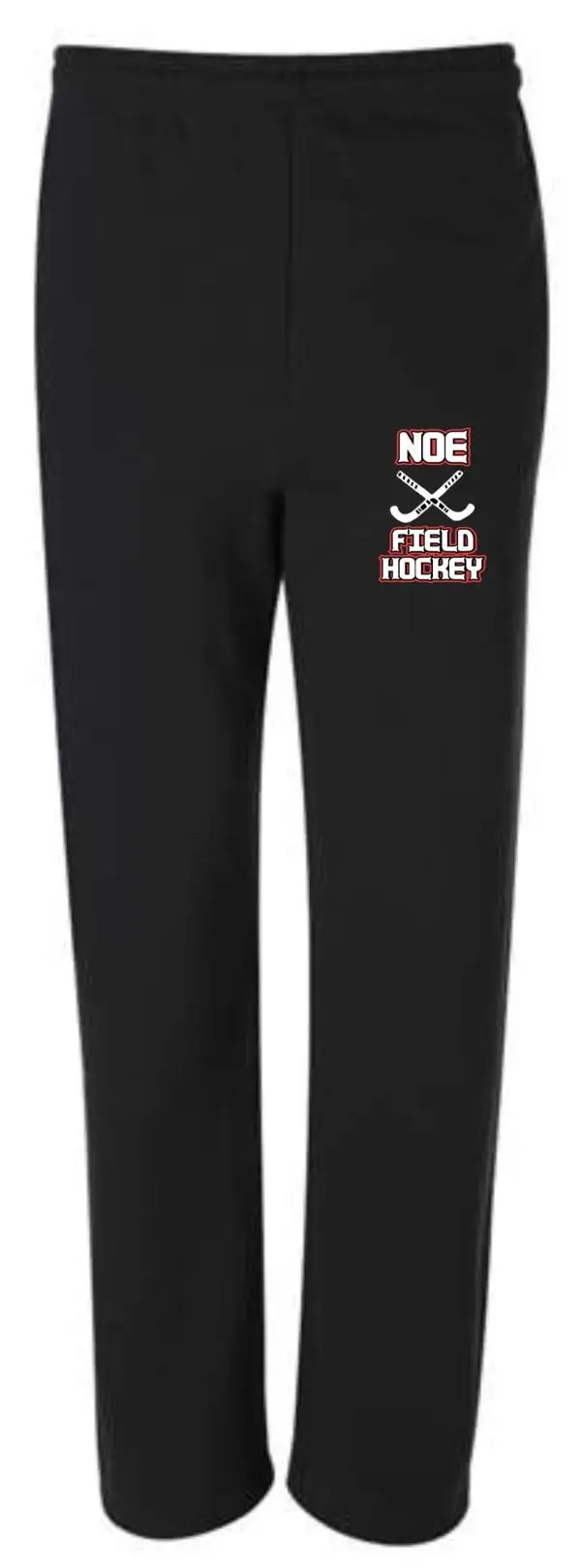 Black sweatpants with "Noe Field Hockey" logo.