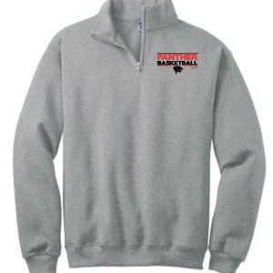 Heart For Christ Basketball 1/4 zip sweatshirt featuring a "panther basketball" logo with a panther graphic on the left chest.