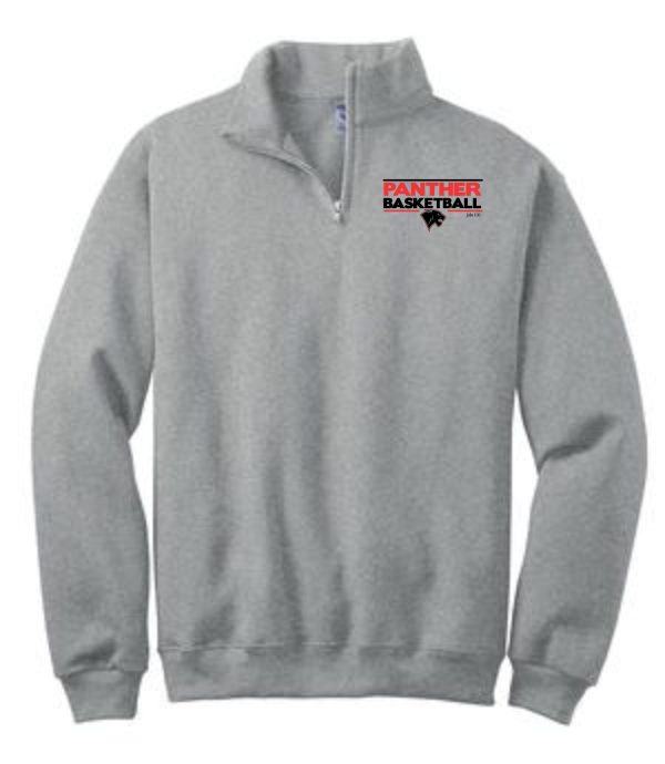 Heart For Christ Basketball 1/4 zip sweatshirt featuring a "panther basketball" logo with a panther graphic on the left chest.