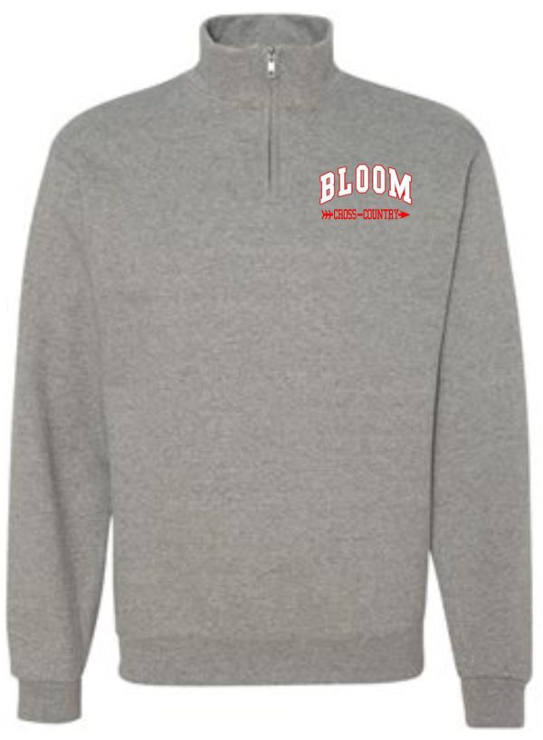 Gray sweatshirt with "Bloom" cross country logo.