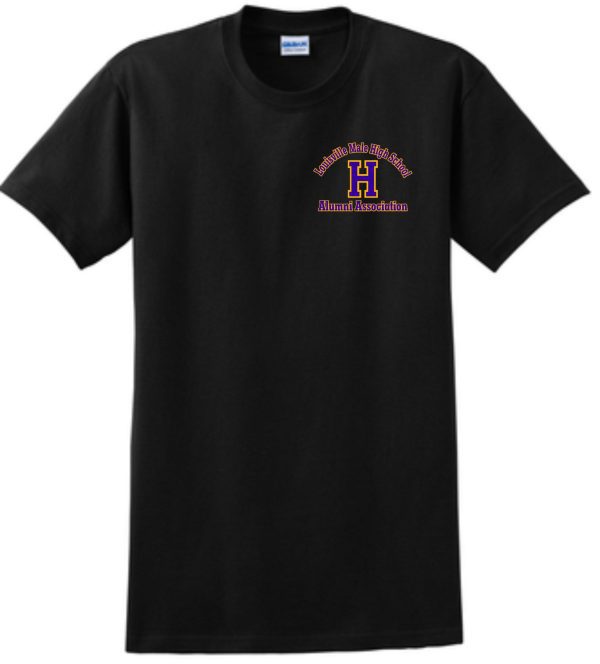 Black t-shirt with Louisville Male High School alumni logo.