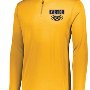 Yellow pullover with a quarter-zip closure featuring the logo "Carter CC Attain Adult Pullover Augusta 2785" on the left chest area.