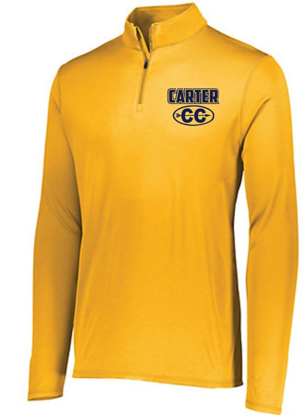 Yellow pullover with a quarter-zip closure featuring the logo "Carter CC Attain Adult Pullover Augusta 2785" on the left chest area.