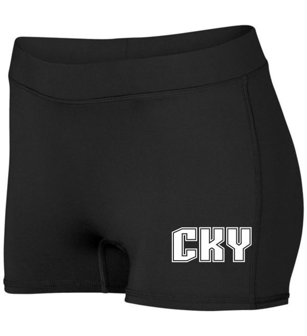 Black athletic shorts with CKY logo.