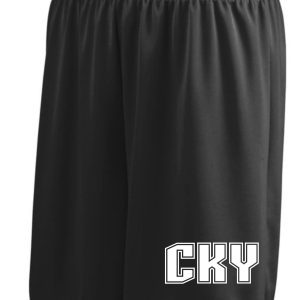 Black athletic shorts with CKY logo.