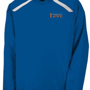 Lowe XC Adult Promentum Pullover Augusta 3417 with white stripes on the shoulders and a "cross country love" logo on the chest.