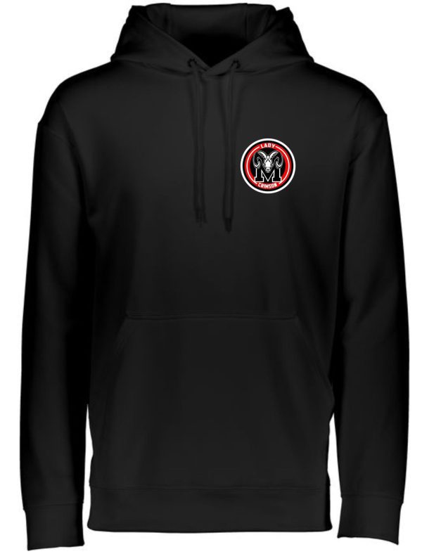 Manual Lady Crimson Soccer Moisture wicking Hoodie Aug 5505 with a red and white circular logo on the left chest area.