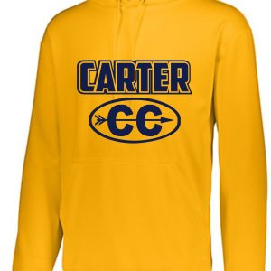 Yellow Carter CC Adult Augusta Wicking Fleece Hooded Sweatshirt 5505, displayed on the chest.