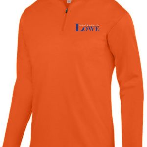 Orange Lowe XC Men's Wicking Fleece Pullover with a "cross country lowe" logo on the left chest.