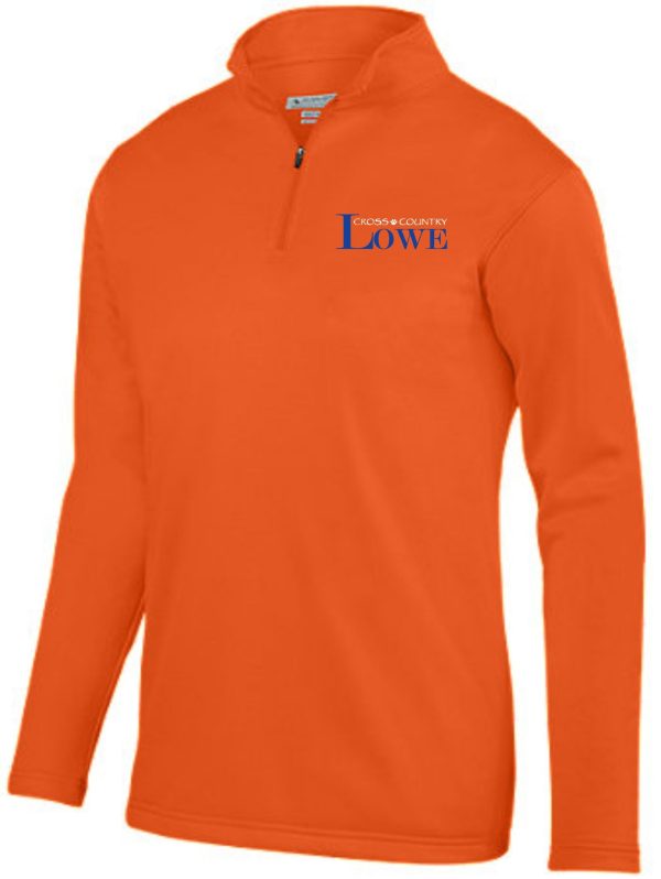 Orange Lowe XC Men's Wicking Fleece Pullover with a "cross country lowe" logo on the left chest.