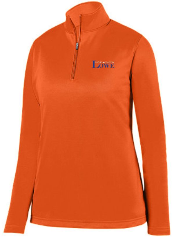 Orange Lowe XC Women's Wicking Fleece Pullover with a small "econowise lowe" logo on the left chest area.