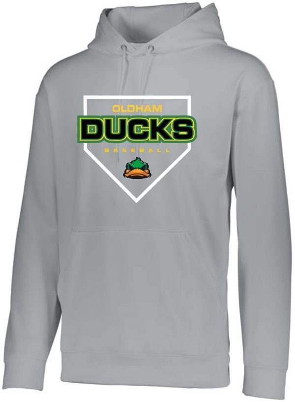 Gray hoodie with Oldham Ducks logo.