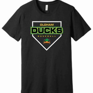 Black t-shirt with Oldham Ducks logo.