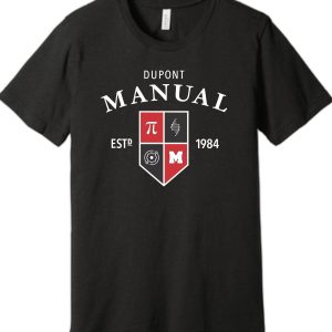 Black t-shirt with "Dupont Manual" logo.