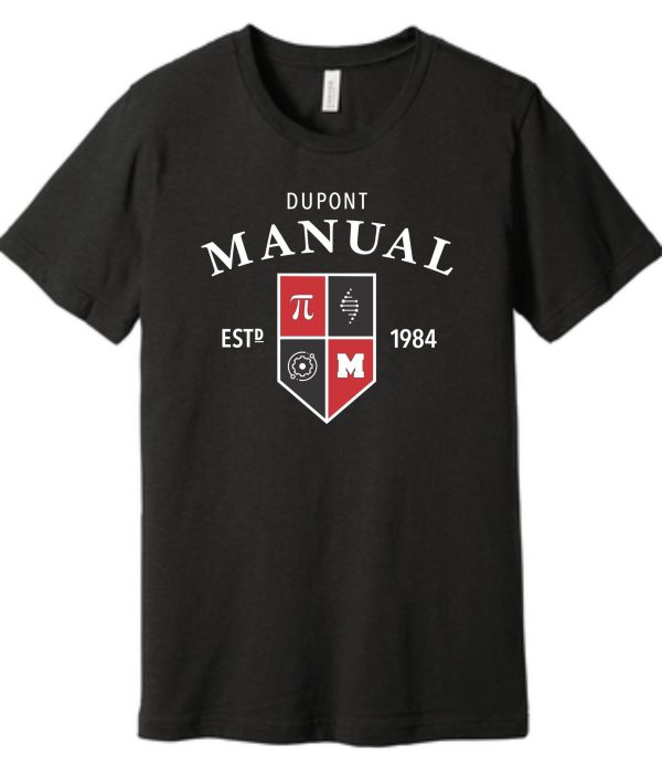 Black t-shirt with "Dupont Manual" logo.