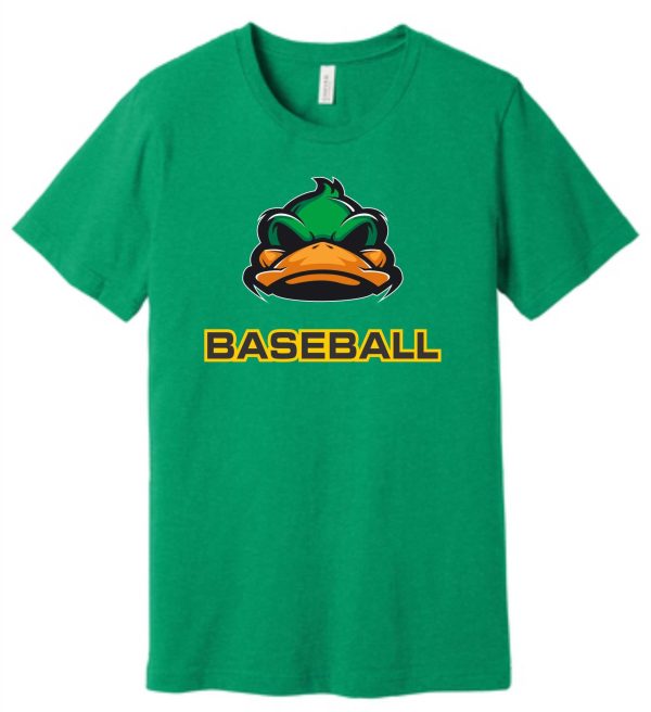 Green t-shirt with duck and "Baseball" text.