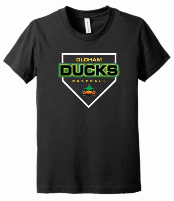 Black t-shirt with Oldham Ducks logo.