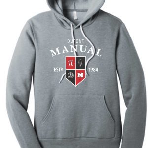 Gray hoodie with Dupont Manual logo.