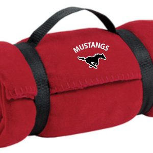 Red Mustang blanket with handles.